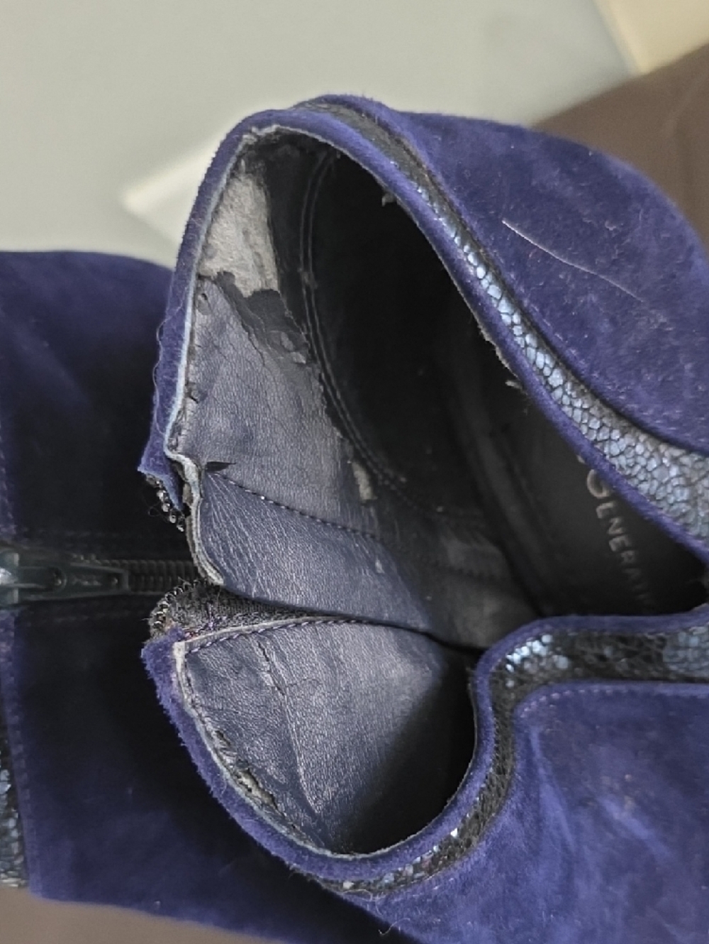 BCBGeneration Deep Blue Suede Pointed Toe Ankle Booties - Picture 2 of 6